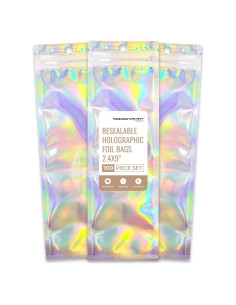 Paquete de 100 Bolsas Holográficas Reutilizables Cosmostarart 6.1x22.9cm