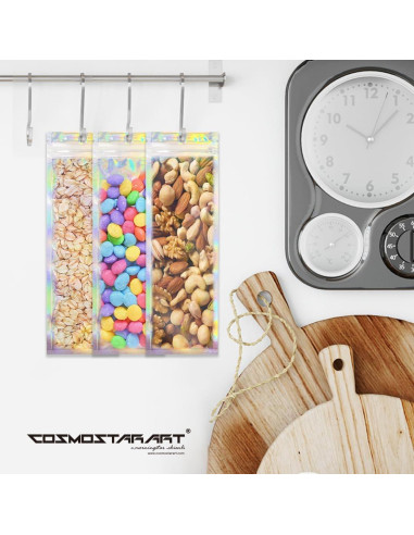 Paquete de 100 Bolsas Holográficas Reutilizables Cosmostarart 6.1x22.9cm