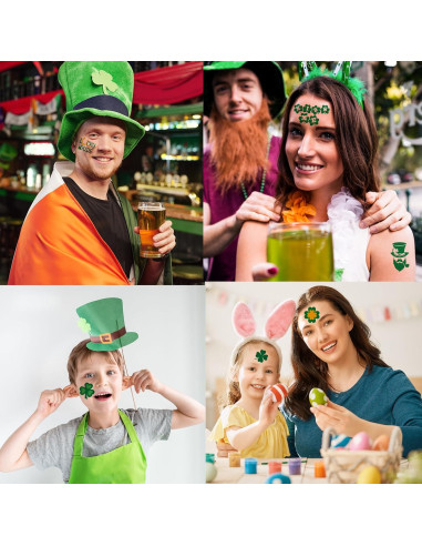 Tatuajes Temporales Brillantes San Patricio 100+ Pcs Zeecdatoo