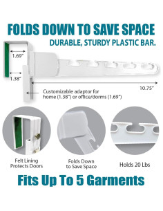 Organizador de Perchas sobre la Puerta Wonder Hanger 2-Pack Blanco 2