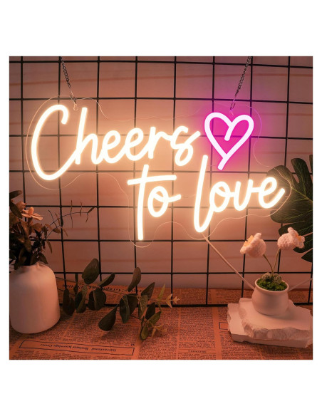 Letrero de neón Brindis por el Amor USB 38x25cm Begooat Letrero de neón Brindis por el Amor USB 38x25cm Begooat