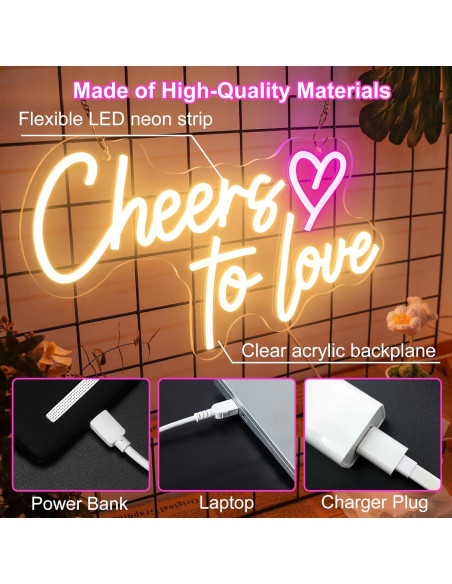 Letrero de neón Brindis por el Amor USB 38x25cm Begooat Letrero de neón Brindis por el Amor USB 38x25cm Begooat