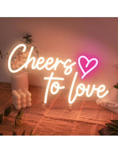 Letrero de neón Brindis por el Amor USB 38x25cm Begooat