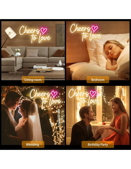 Letrero de neón Brindis por el Amor USB 38x25cm Begooat Letrero de neón Brindis por el Amor USB 38x25cm Begooat