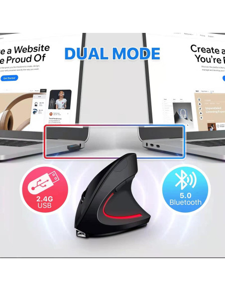 Ratón Vertical Inalámbrico Ergonómico Letaclanic 800/1200/1600 DPI