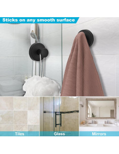 Ganchos de Ventosa AUGLEAF para Ducha y Baño, 2 Paquete, Negro 2