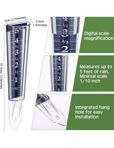 Pluviómetros Yexiya 4 Pcs 31.5 cm Acrílico Fácil Lectura 2