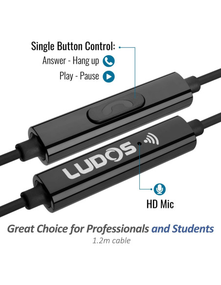 Auriculares con Cable LUDOS FEROX 3.5mm Aislamiento de Ruido