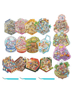 Pegatinas 3D de Casa DIY NatldGs - 16 Temas Reutilizables