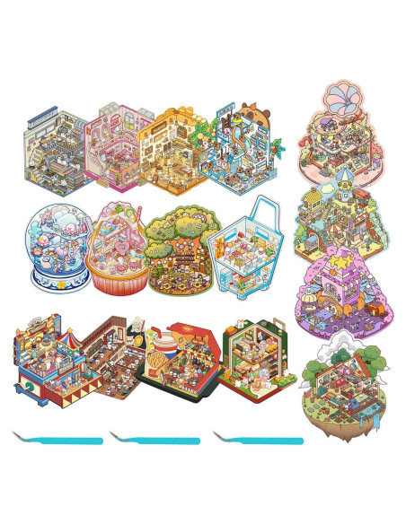 Pegatinas 3D de Casa DIY NatldGs - 16 Temas Reutilizables