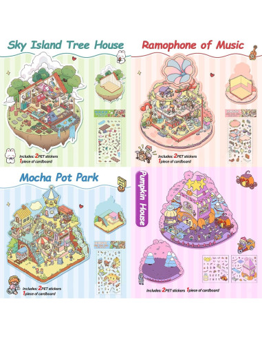 Pegatinas 3D de Casa DIY NatldGs - 16 Temas Reutilizables