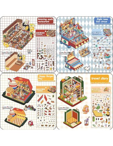 Pegatinas 3D de Casa DIY NatldGs - 16 Temas Reutilizables