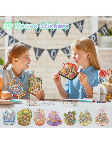 Pegatinas 3D de Casa DIY NatldGs - 16 Temas Reutilizables