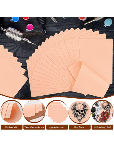 Kit de Práctica de Tatuaje KXCOFTXI - 30 Piezas, Piel Sintética y Papel