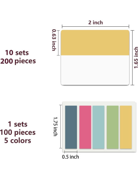 Pestañas Adhesivas ELII 300 Pcs 5.08x4.19 cm Colores Neón