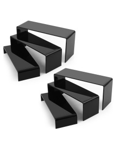 Soportes de Exhibición Acrílico Negro Goabroa 3 Niveles 6 Piezas