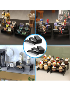 Soportes de Exhibición Acrílico Negro Goabroa 3 Niveles 6 Piezas 2