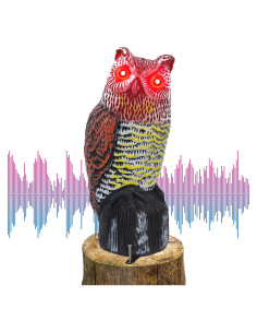 Espantapájaros Solar Hausse Búho con Ojos Rojos y Sonido