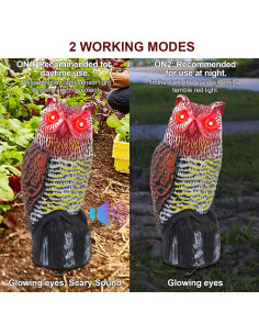 Espantapájaros Solar Hausse Búho con Ojos Rojos y Sonido 2