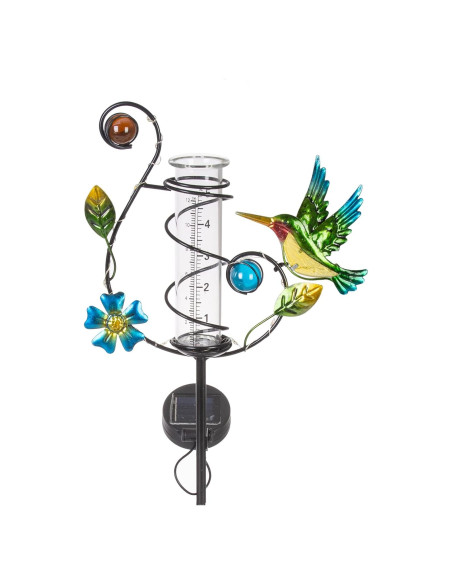 Medidor de Lluvia Solar HOBYLUBY Colibrí Exterior LED Colorido