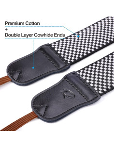 Correa de cámara Padwa Lifestyle 2" Ajustable Algodón Cuadros 2