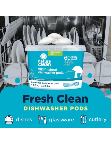 Cápsulas para Lavavajillas Nature Clean 60 Unidades Ecológicas