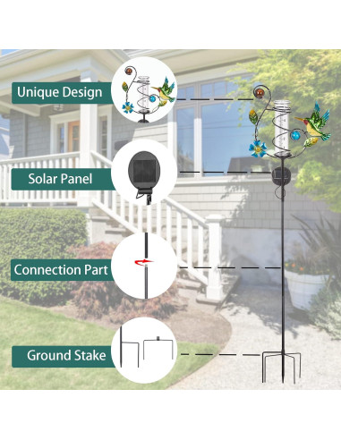Medidor de Lluvia Solar HOBYLUBY Colibrí Exterior LED Colorido