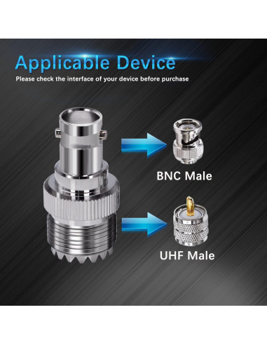 Adaptador Coaxial UHF Femenino a BNC Femenino TUOLNK 2pcs