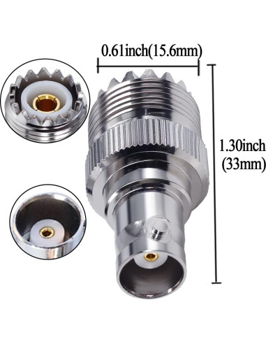 Adaptador Coaxial UHF Femenino a BNC Femenino TUOLNK 2pcs