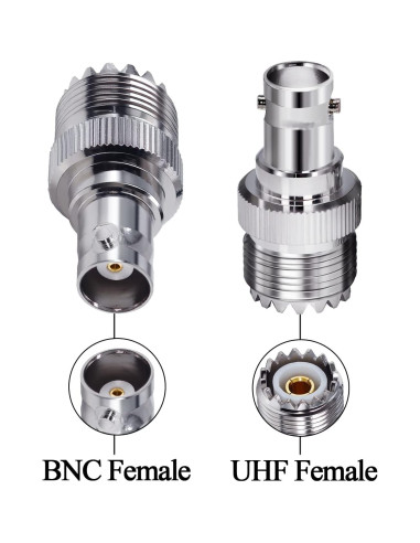 Adaptador Coaxial UHF Femenino a BNC Femenino TUOLNK 2pcs