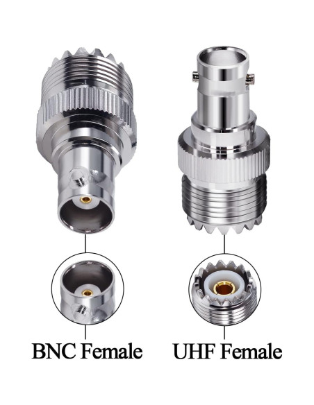 Adaptador Coaxial UHF Femenino a BNC Femenino TUOLNK 2pcs