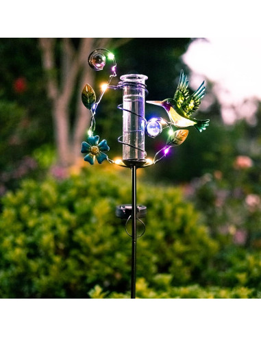 Medidor de Lluvia Solar HOBYLUBY Colibrí Exterior LED Colorido