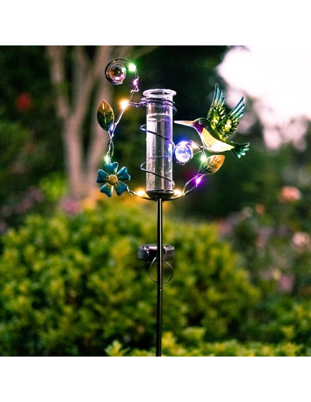 Medidor de Lluvia Solar HOBYLUBY Colibrí Exterior LED Colorido