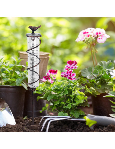 Medidor de Lluvia JOYBee de Metal con Pájaro 48 cm