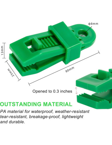 Pinzas para Lonas COCOMK 8 Piezas Alta Resistencia Verde