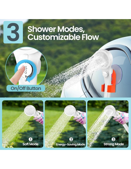 Ducha Portátil Barong Yekhna BYCP 7800mAh 3 Modos IPX7