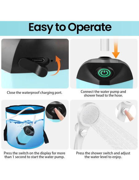 Ducha Portátil Barong Yekhna BYCP 7800mAh 3 Modos IPX7