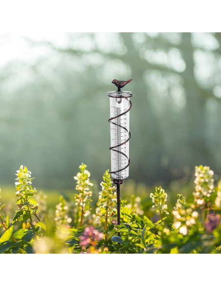 Medidor de Lluvia JOYBee de Metal con Pájaro 48 cm