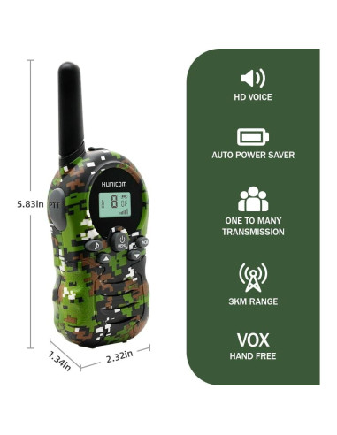 Walkie Talkies para Niños Shenzhen H-388 Verde x 3