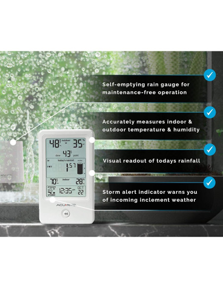 Pluviómetro AcuRite 01089M con Termómetro y Humedad