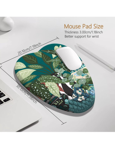 Alfombrilla de Ratón Ergonómica YKJWW Boho Plants 29.5x18.3cm