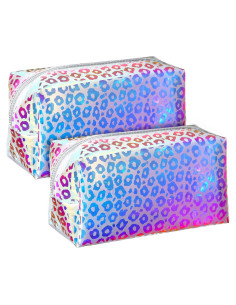Bolsa de Maquillaje Holográfica Boao 2 Pcs Leopardo 16x8.5x9cm