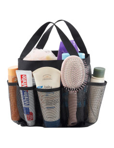 Bolsa de Ducha Portátil Lifewit Negra, Caddy de Malla 19x17x24cm