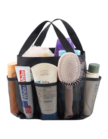 Bolsa de Ducha Portátil Lifewit Negra, Caddy de Malla 19x17x24cm