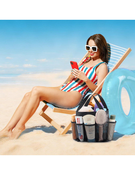 Bolsa de Ducha Portátil Lifewit Negra, Caddy de Malla 19x17x24cm