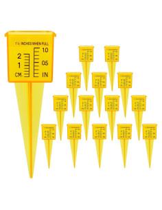 10 Pluviómetros Amarillos AngleKai 13x4.8 cm Medición Agua
