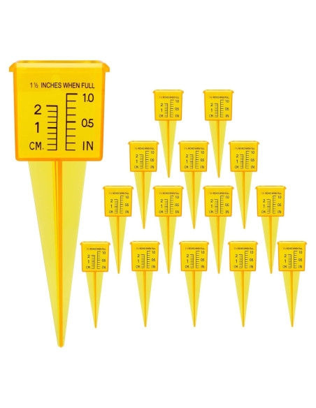 10 Pluviómetros Amarillos AngleKai 13x4.8 cm Medición Agua