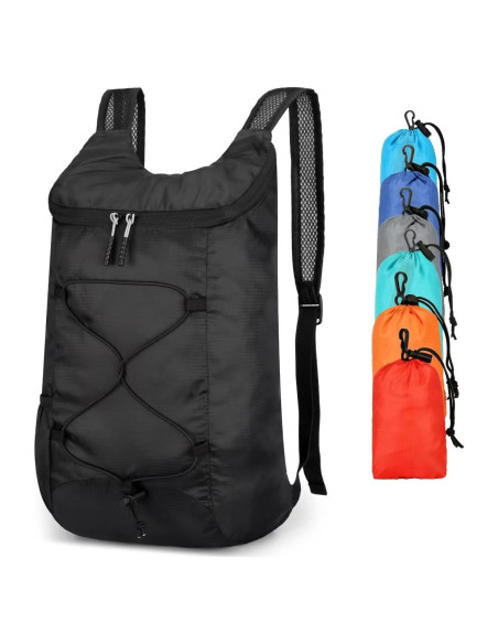 Mochila de Senderismo Plegable 16L Resistente al Agua B100 Negra