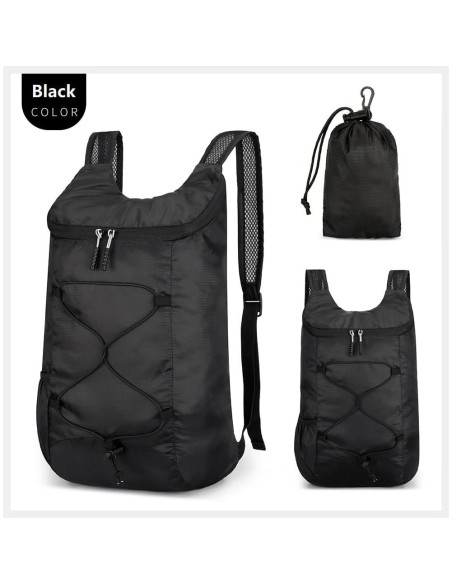 Mochila de Senderismo Plegable 16L Resistente al Agua B100 Negra