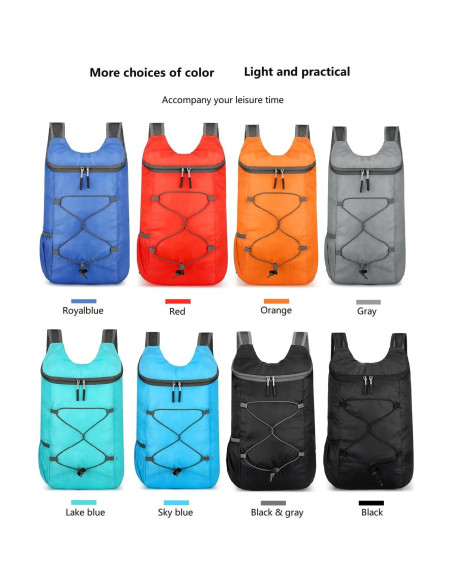 Mochila de Senderismo Plegable 16L Resistente al Agua B100 Negra